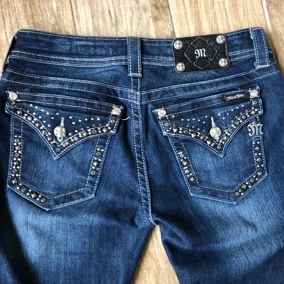 Miss Me Medium Wash Rhinestone Boot Cut Jeans 29 - Picture 10 of 16